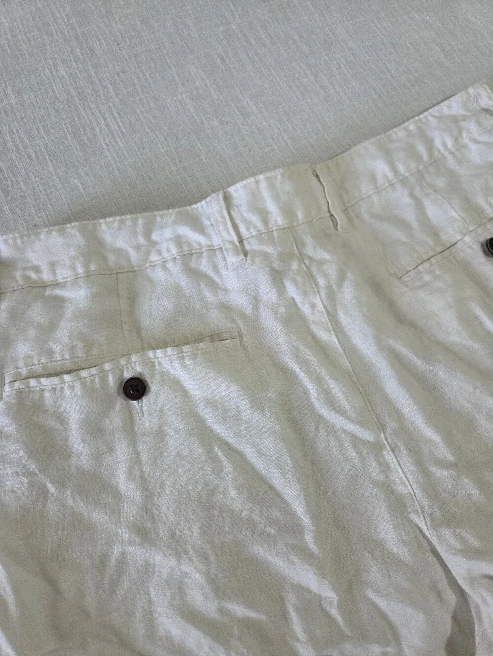 Tasso Elba Men's Cream Flat Front 100% Linen Shorts 33 Inch Waist